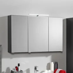 Spiegelschrank Bobbi 90cm Modell 2 3 Türen und led Beleuchtung - graphit