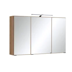Spiegelschrank Bobbi 100cm Modell 2 3 Türen und led Beleuchtung - Eiche