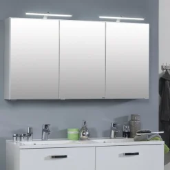 Spiegelschrank Bobbi 120cm Modell 2 3 Türen und led Beleuchtung - weiß