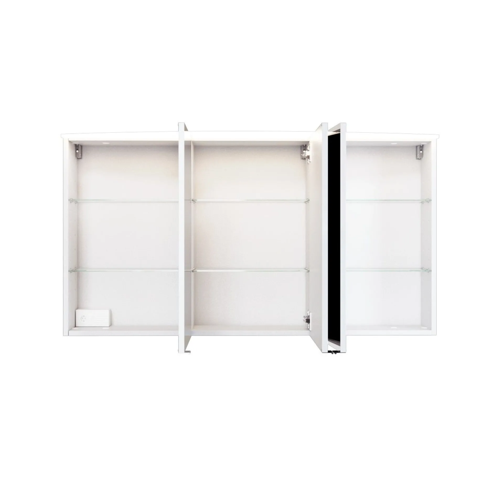 Spiegelschrank Florent gebogen 100cm mit 3 Türen und LED-Lichtleiste - weiß