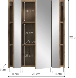 Spiegelschrank Ice Xonox - matt schwarz/Nox Eiche - 60x70x18 cm