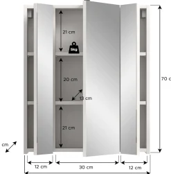Spiegelschrank Ice Xonox mit LED-Beleuchtung - 60x55x46 cm - Weiß hochglänzend