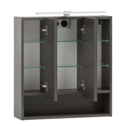 Spiegelschrank Karan 60cm 3 Türen mit Beleuchtung - anthrazit