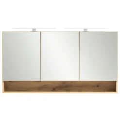 Spiegelschrank Karan 120cm 3 Türen mit Beleuchtung - Eiche