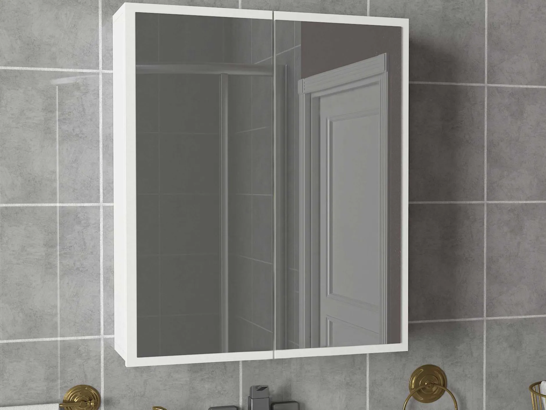 Spiegelschrank Kayla - 60x17x77cm - 2 Türen - weiß