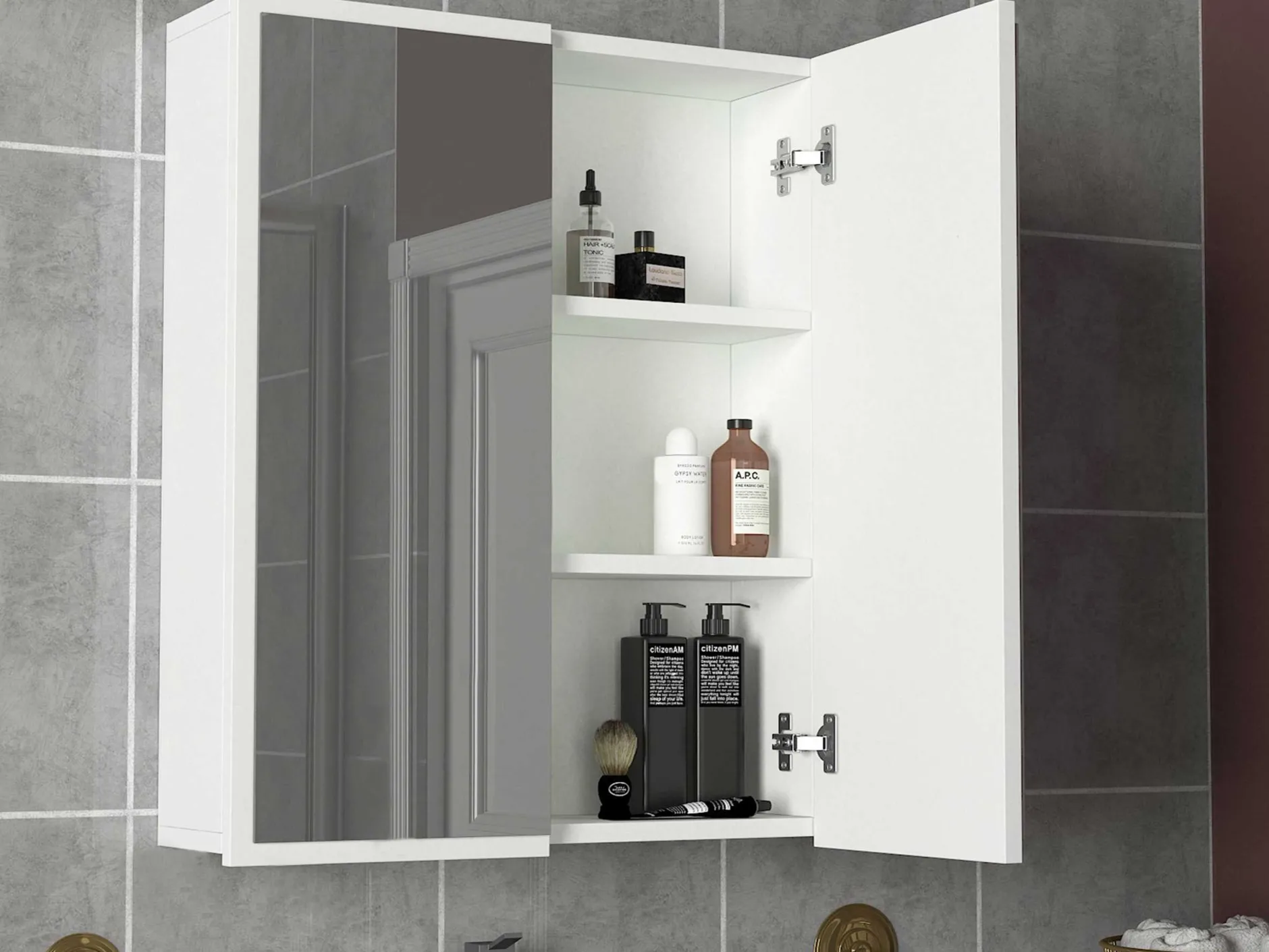 Spiegelschrank Kayla - 60x17x77cm - 2 Türen - weiß