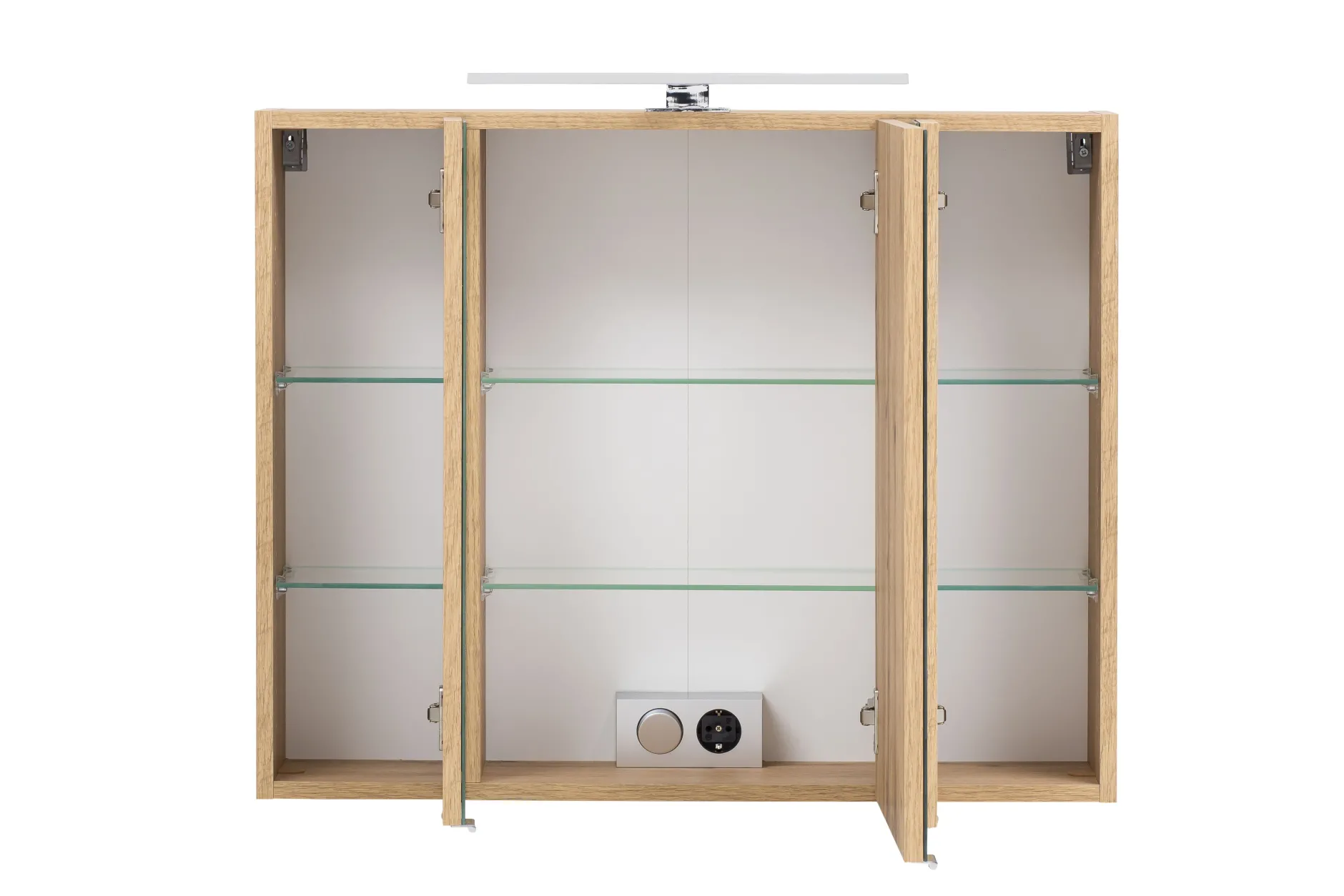 Spiegelschrank Kornel/Luna 80cm 3 Türen und LED-Beleuchtung - Eiche
