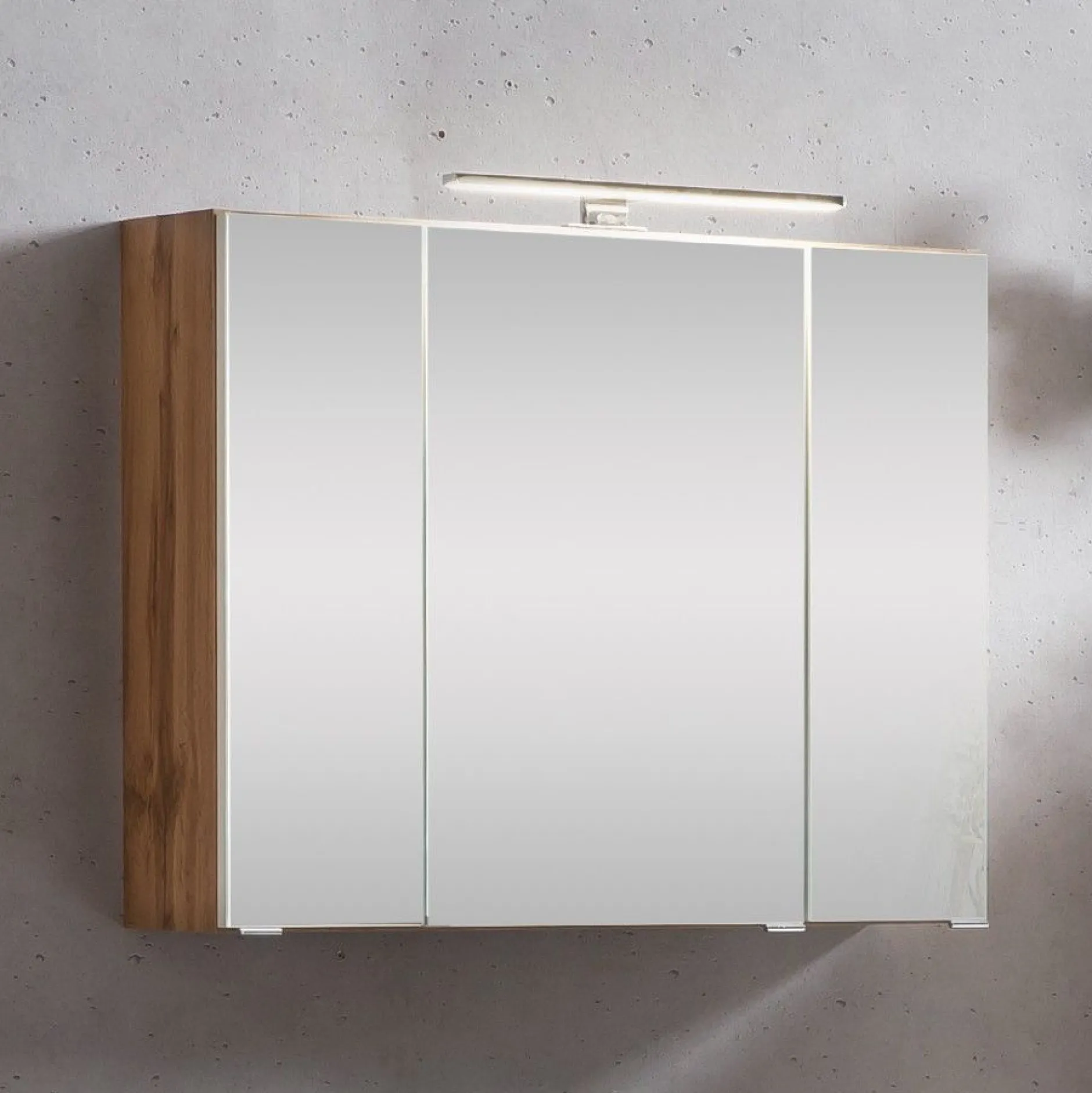 Spiegelschrank Kornel/Luna 80cm 3 Türen und LED-Beleuchtung - Eiche