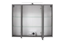 Spiegelschrank Kornel/Luna 80cm 3 Türen und LED-Beleuchtung - graphitgrau