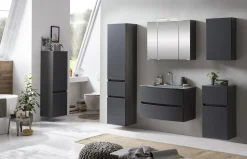 Spiegelschrank Kornel/Luna 80cm 3 Türen und LED-Beleuchtung - graphitgrau