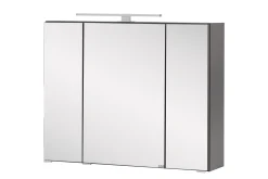 Spiegelschrank Kornel/Luna 80cm 3 Türen und LED-Beleuchtung - graphitgrau