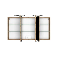 Spiegelschrank Luna 120cm mit 3 Türen und LED-Licht - Eiche