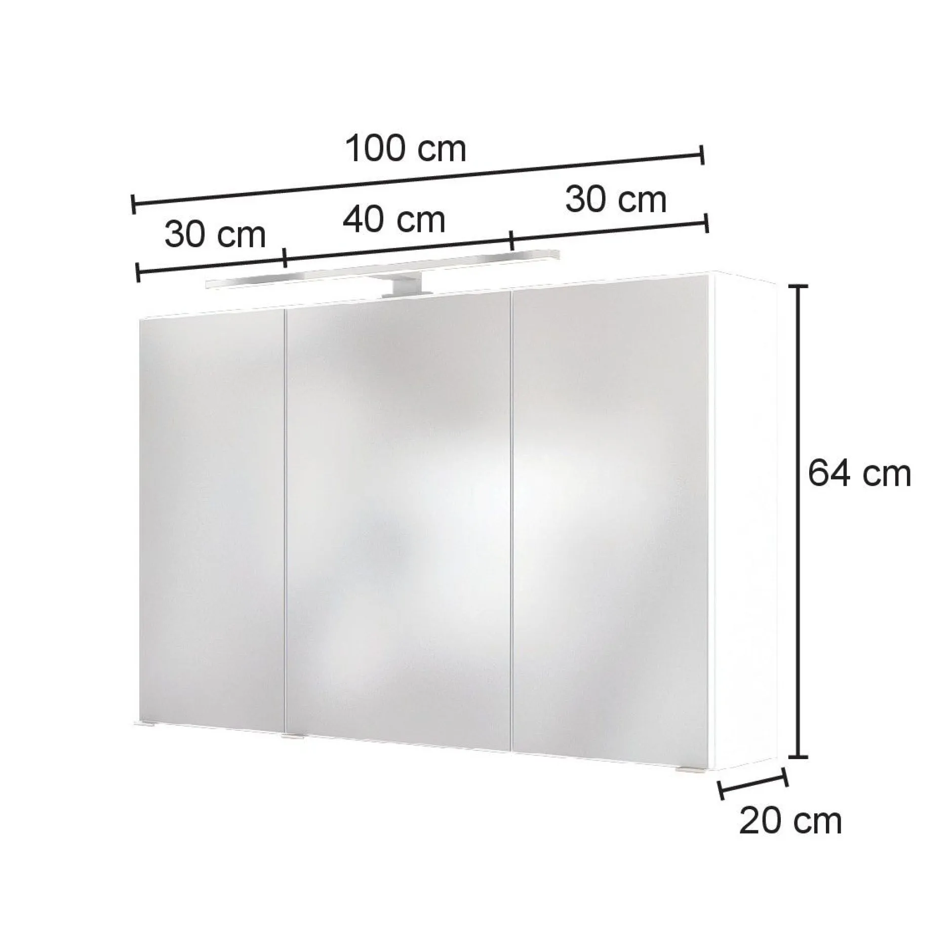 Spiegelschrank Pisca 100cm 3 Türen - weiß