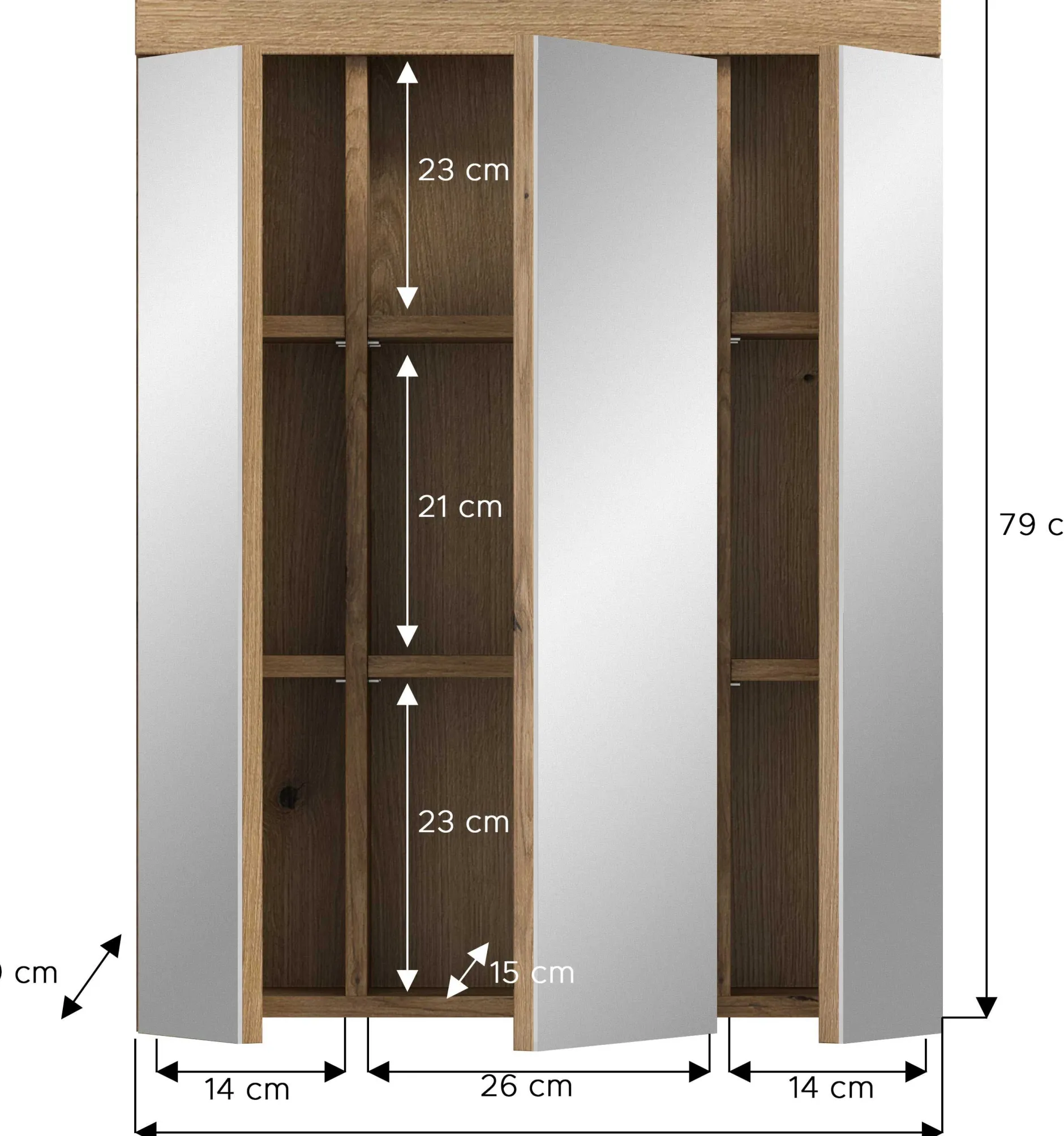 Spiegelschrank Scout Xonox - Evoak Oak - 60x79x18 cm - Natur