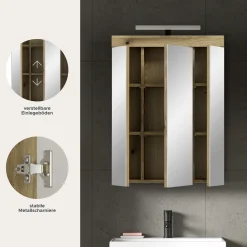 Spiegelschrank Scout Xonox - Evoak Oak - 60x79x18 cm - mit Beleuchtung