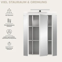 Spiegelschrank Scout Xonox - hochwertiger Weiß-Hochglanz - 60x79x18 cm
