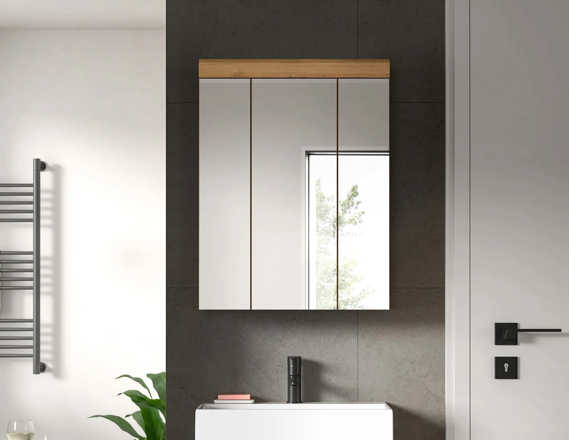Spiegelschrank Scout Xonox - Salbeigrün & Artisan Eiche - 60x79x18 cm