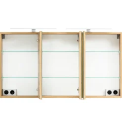 Spiegelschrank Vikas 120cm 3 Türen mit Beleuchtung - Eiche
