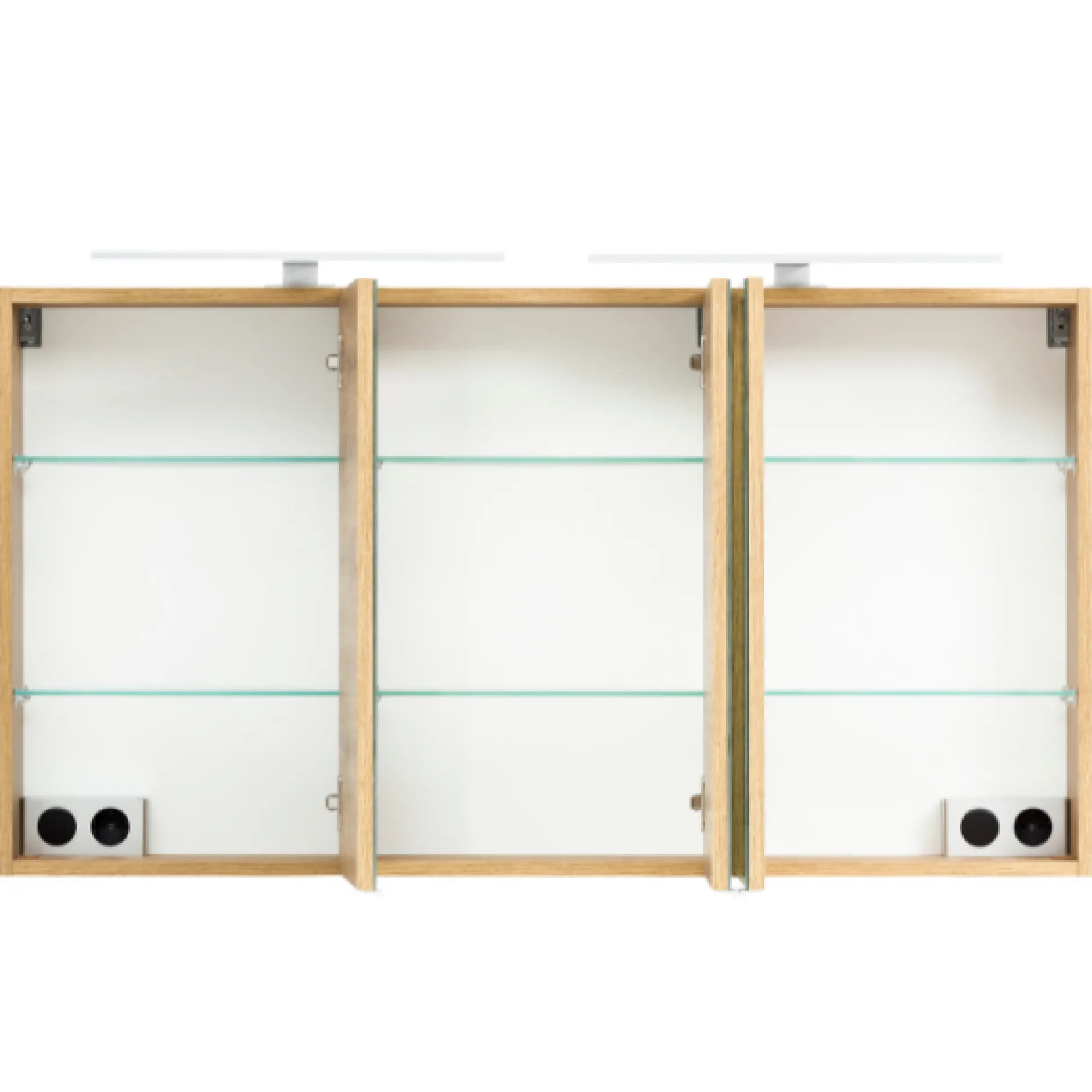 Spiegelschrank Vikas 120cm 3 Türen mit Beleuchtung - Eiche