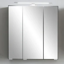 Spiegelschrank Vikas 60cm 3 Türen mit Beleuchtung - anthrazit