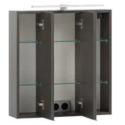 Spiegelschrank Vikas 60cm 3 Türen mit Beleuchtung - anthrazit