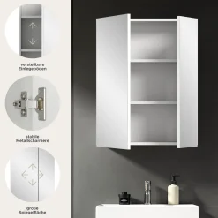 Spiegelschrank Vira Xonox - Melamin Weiß - 60x77x18 cm
