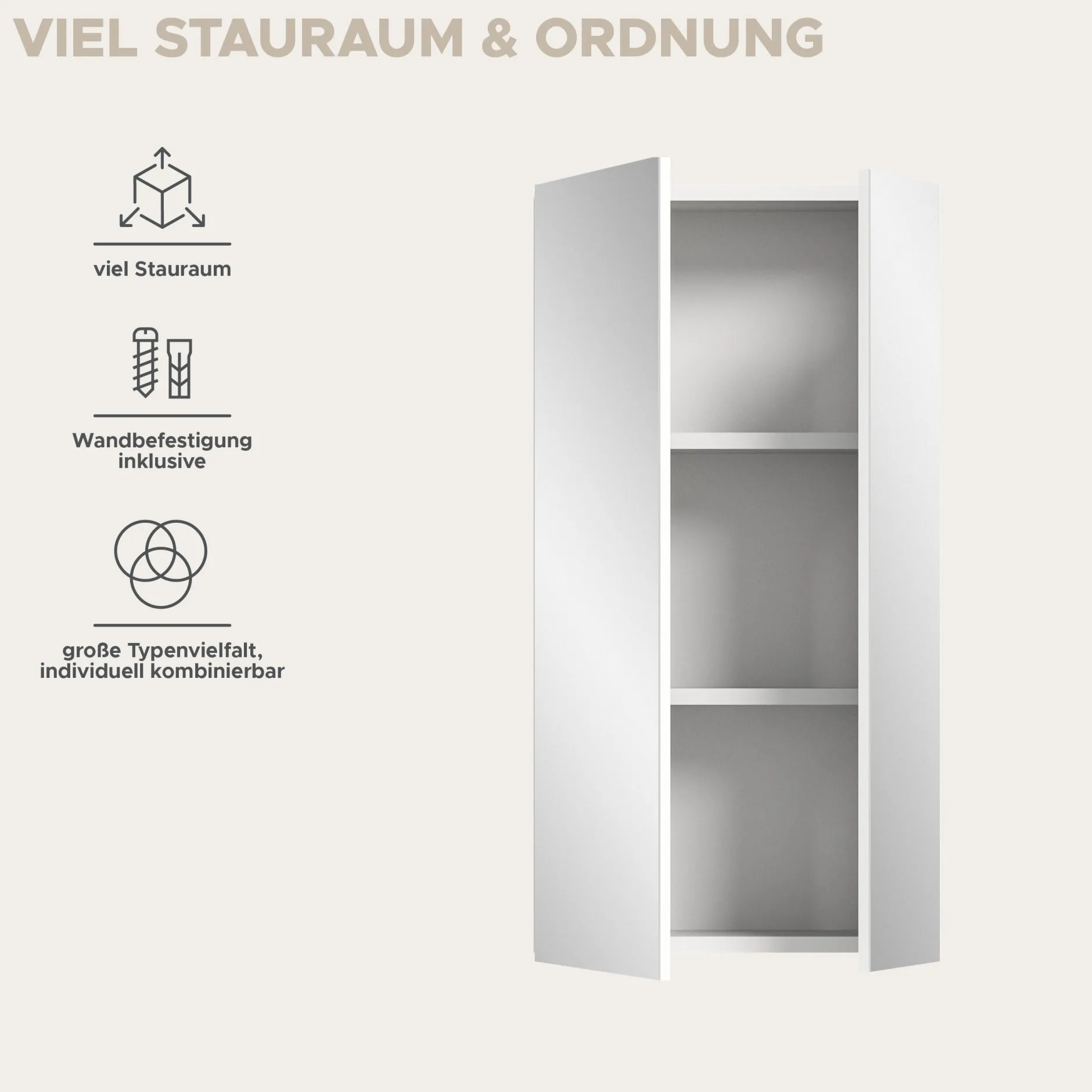 Spiegelschrank Vira Xonox - Melamin Weiß - 60x77x18 cm