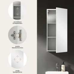 Spiegelschrank Vira Xonox - Weiß Melamin - 38x77x18 cm