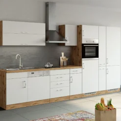 Spülenschrank Sorrella 110cm für Geschirrspüler 1 Tür - weiß/Eiche