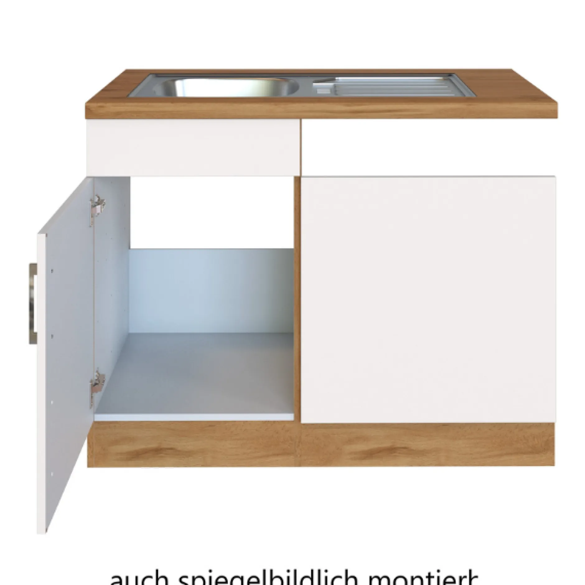 Spülenschrank Sorrella 110cm für Geschirrspüler 1 Tür - weiß/Eiche