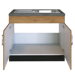 Spülenschrank Sorrella 100cm 2 Türen - Eiche/Graphit