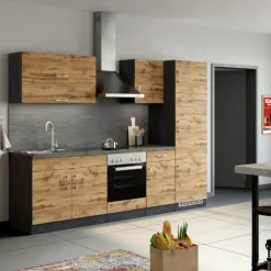 Spülenschrank Sorrella 100cm 2 Türen - Eiche/Graphit