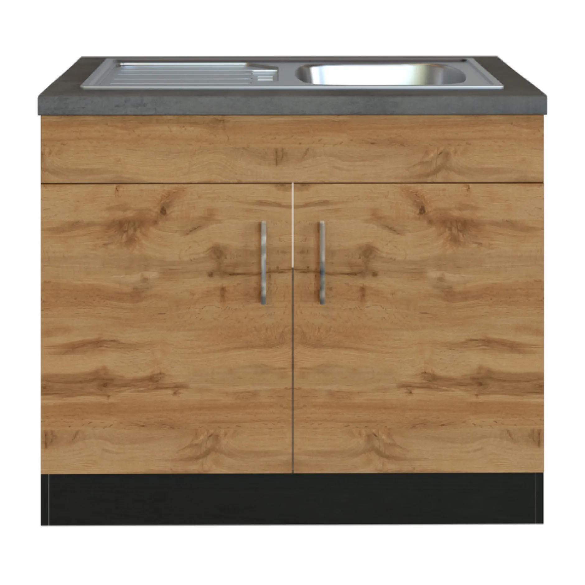 Spülenschrank Sorrella 100cm 2 Türen - Eiche/Graphit