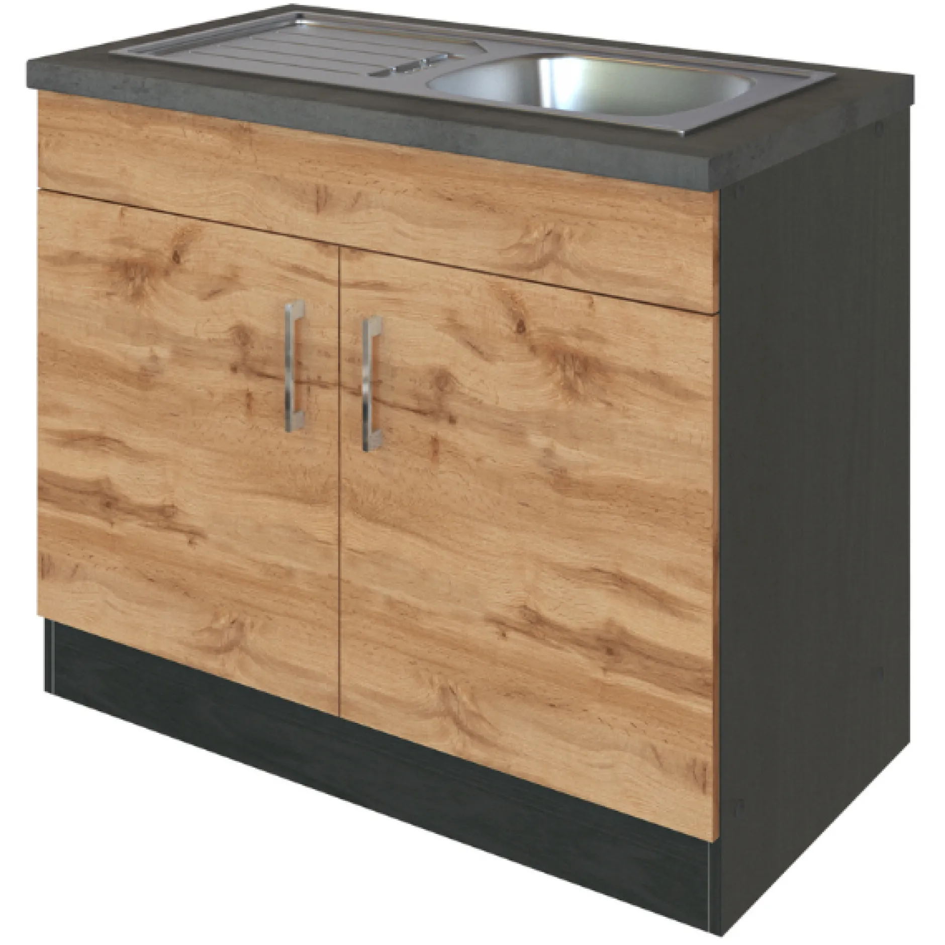 Spülenschrank Sorrella 100cm 2 Türen - Eiche/Graphit