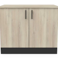 Spülenunterschrank Romanie 100 cm-2 Flügeltüren und 1 Einlegeboden-Kronberg Eiche/Mattschwarz