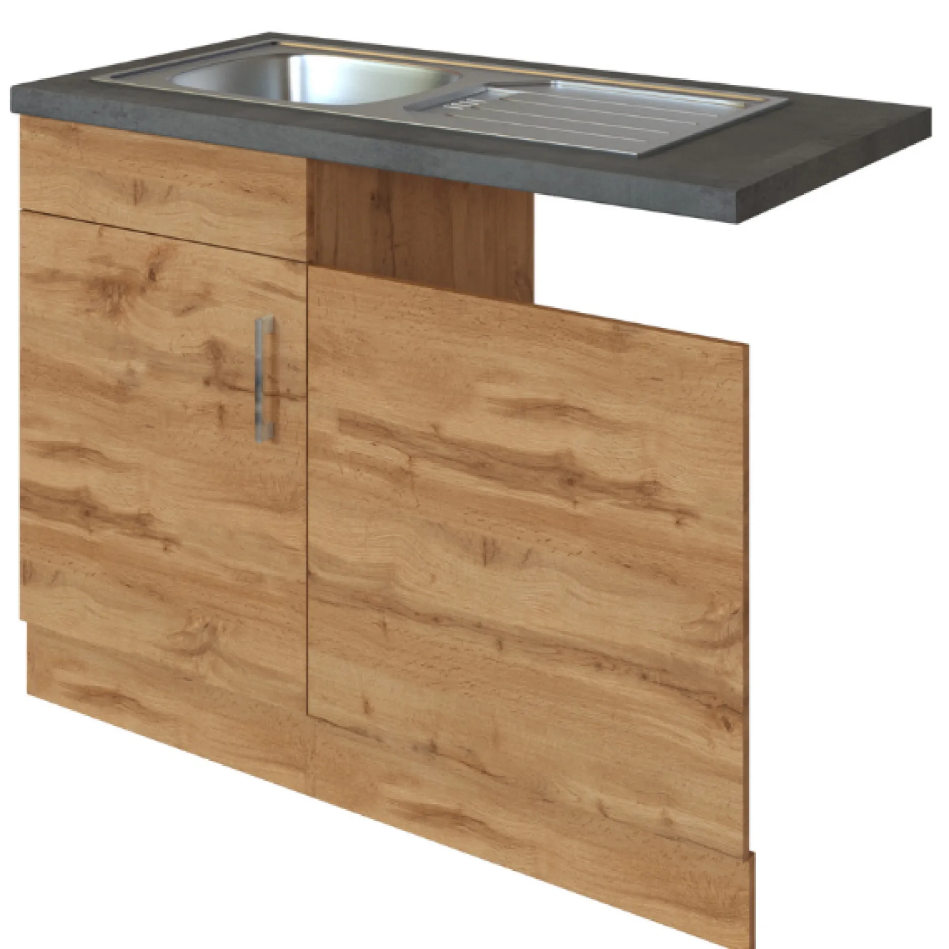Spültisch Sorrella 110cm für Geschirrspüler 1 Tür - Eiche/Beton