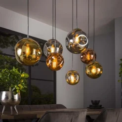 Stallone Hängeleuchte 145 cm-Gold,Kupfer,Chrom Glas