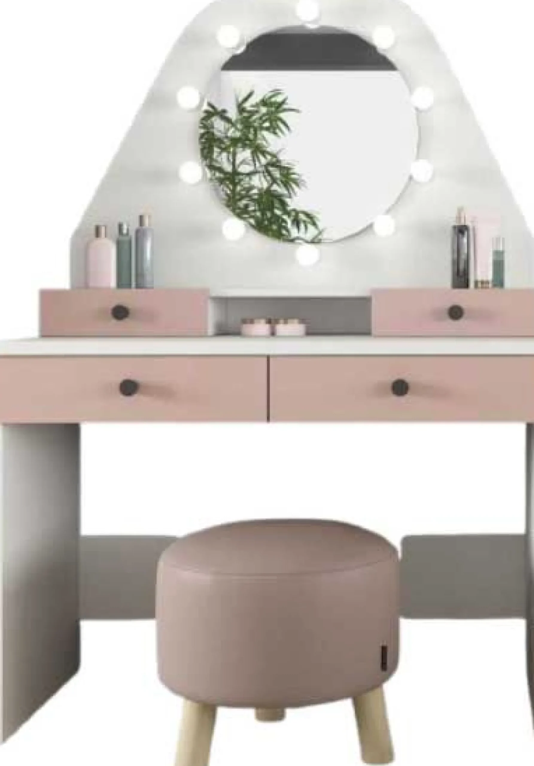 Star Schminktisch mit Beleuchtung - rosa/weiß