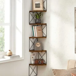 5-stöckiges Eckregal - schwebendes, wandmontiertes Design, 6 kg Kapazität