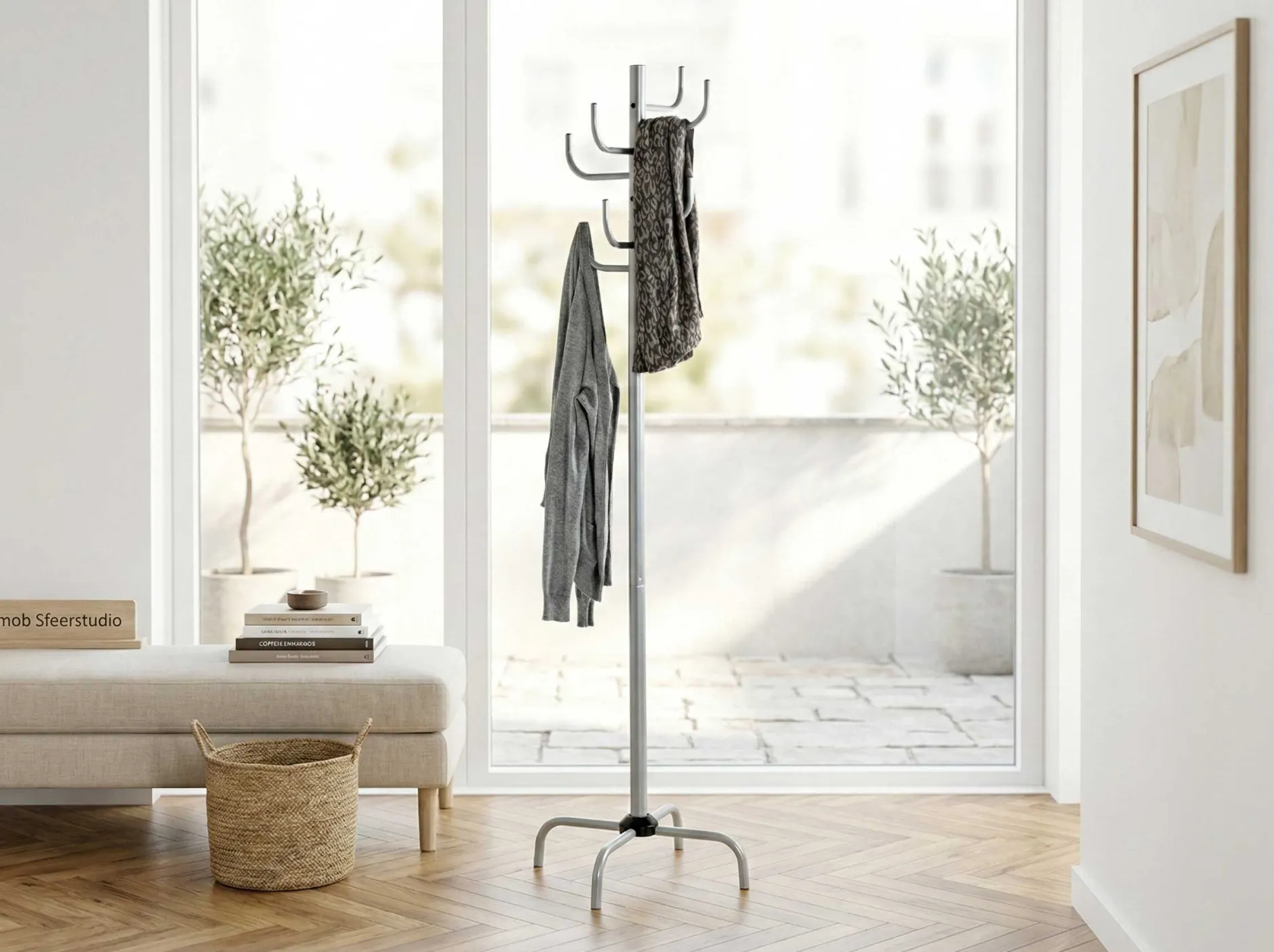 Stehende Garderobe | Ø37 x 180 cm | Farbe Silber