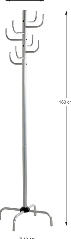Stehende Garderobe | Ø37 x 180 cm | Farbe Silber