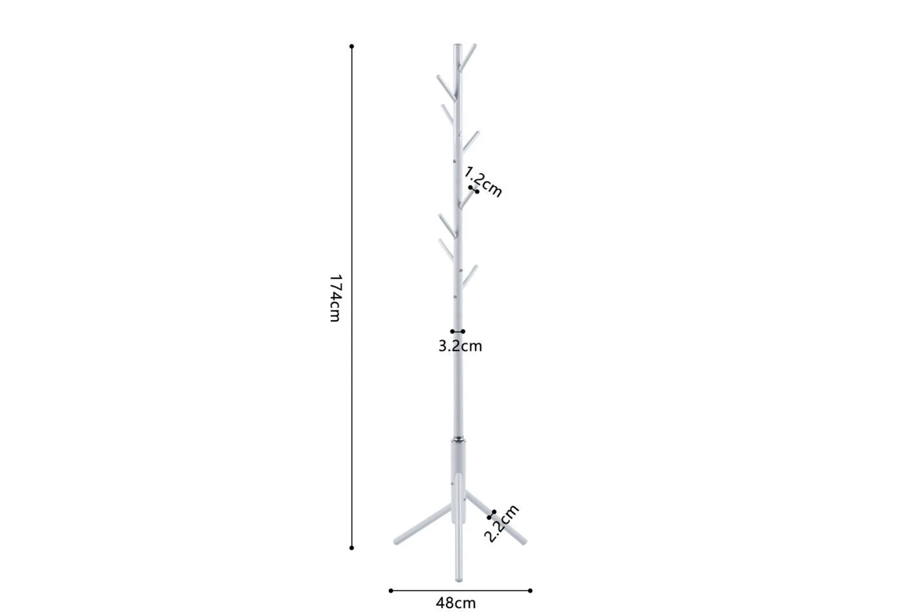 Steh-Garderobe Kassie | Ø48 x 174 cm | Weiß / Metall