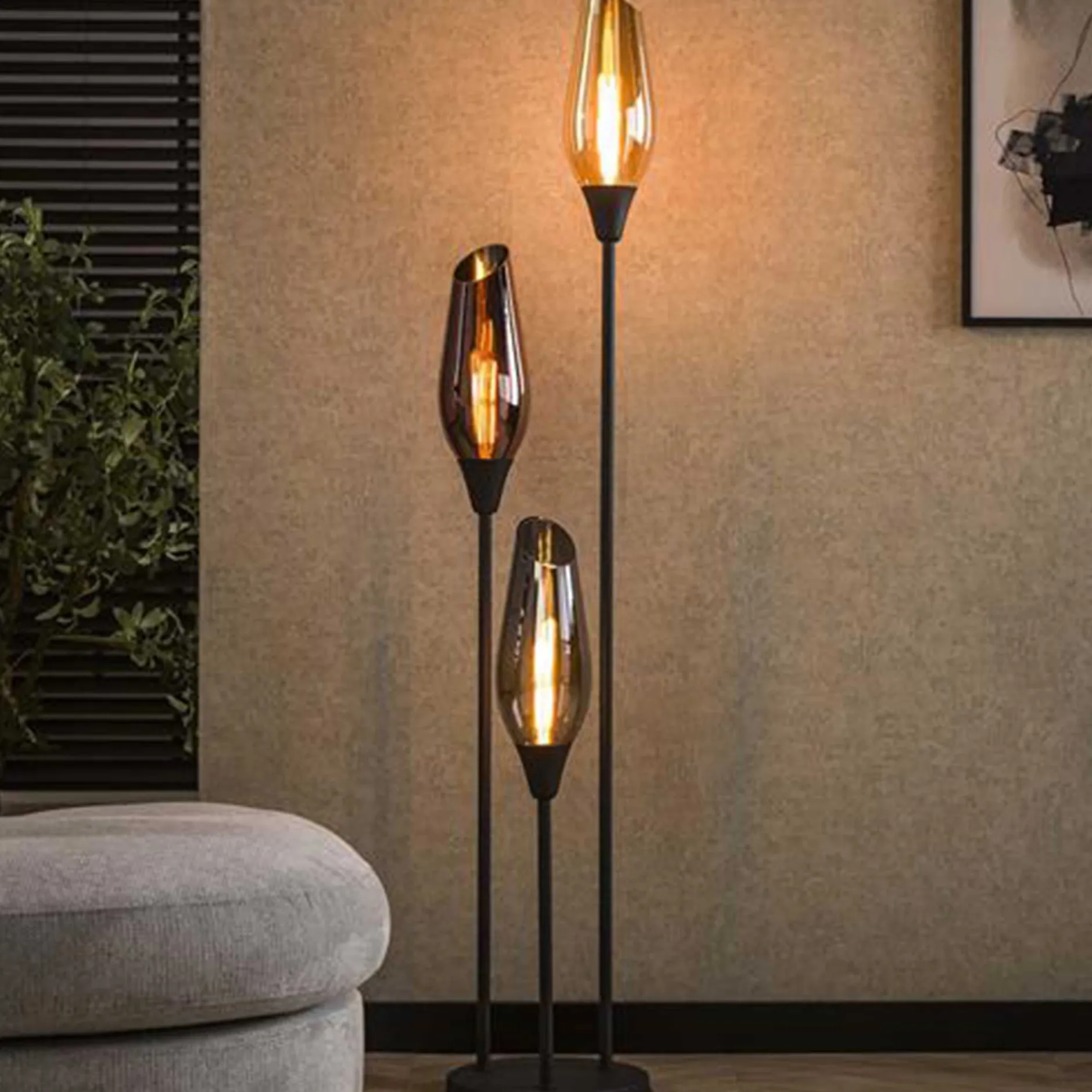 Stehleuchte Cocoon - Ø35x168cm - 3 Lampen - Glas