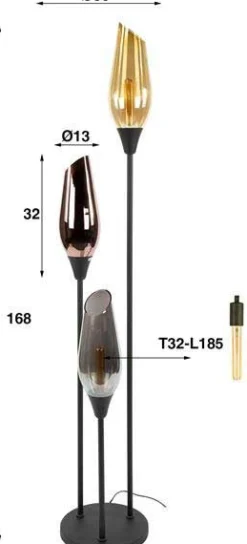 Stehleuchte Cocoon - Ø35x168cm - 3 Lampen - Glas