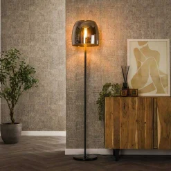 Stehleuchte Drift - Ø35x170cm - graues Fuméglas