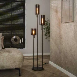 Stehleuchte Sepiora - Ø33x165cm - 3 Lampen - Glas und Metall - braun