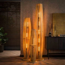 Stehleuchte Vivian - 22x105x22 cm - Mangoholz/Beige