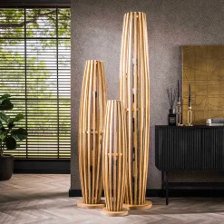 Stehleuchte Vivian - 22x105x22 cm - Mangoholz/Beige