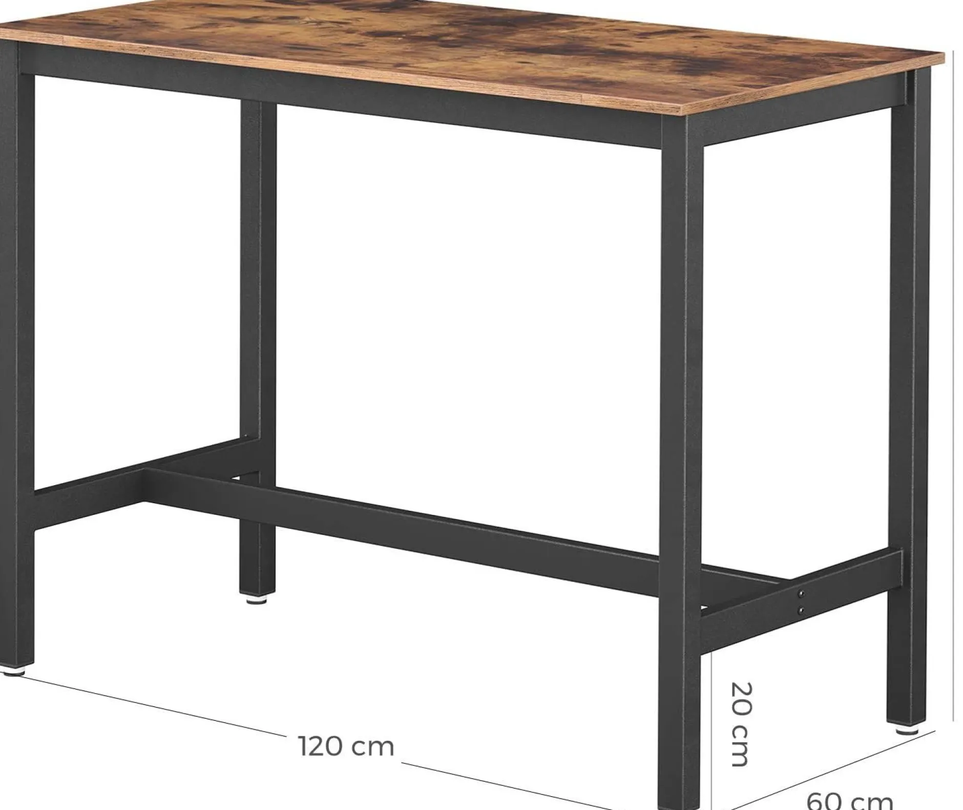 Stehtisch Isolde 120x60 industrial - braun/schwarz