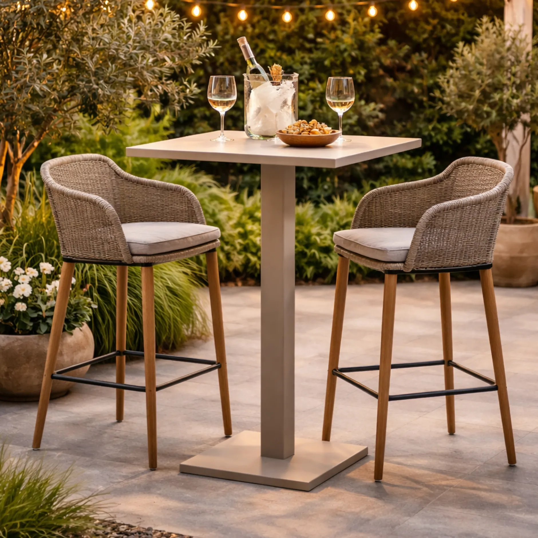 Stehtisch Prada - Aluminium beige - 70x70x108cm